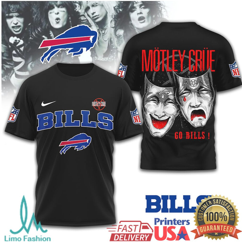 Buffalo Bills x Mötley Crüe Go Bills Rock Band Graphic T Shirt - Limotees LLC