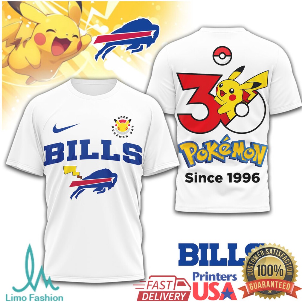 Buffalo Bills x Pokémon Pikachu 30th Anniversary T Shirt Since 1996 - Limotees LLC