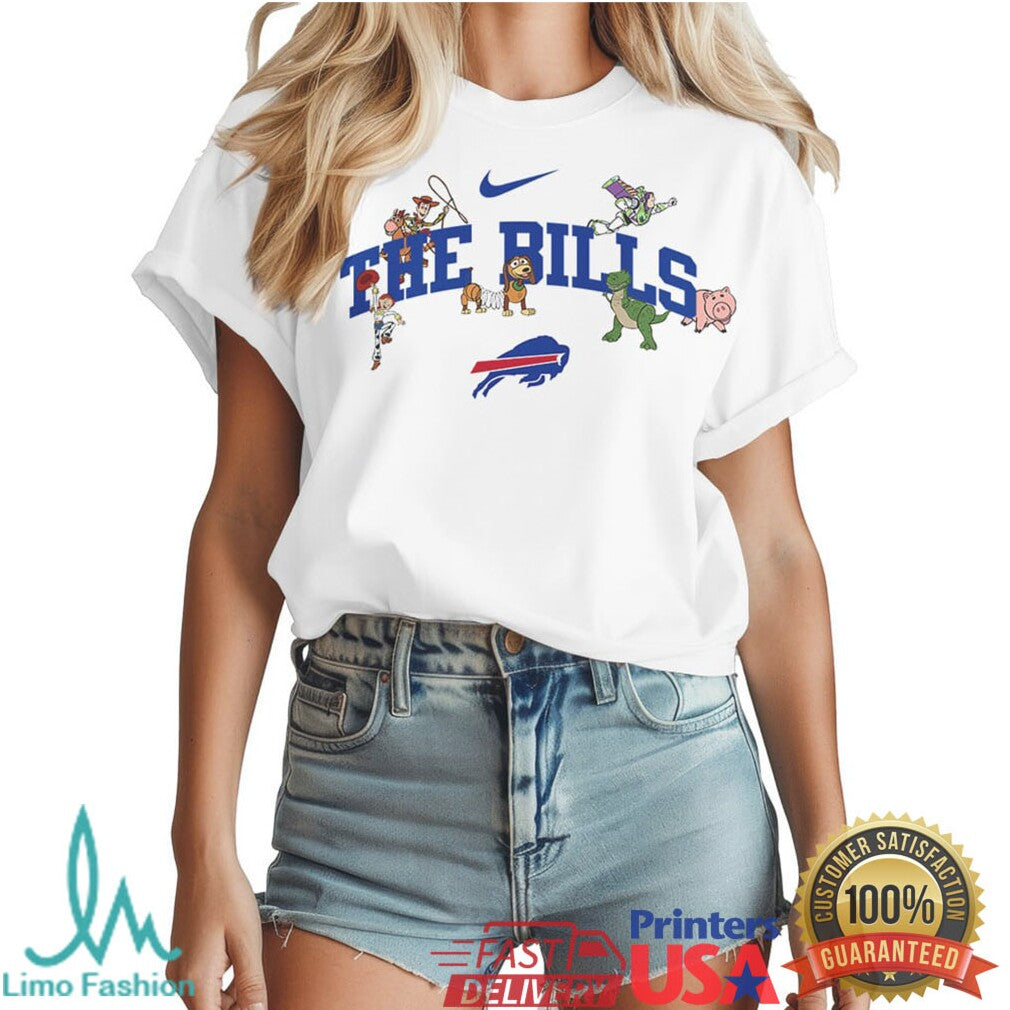 Buffalo Bills x Toy Story Woody & Buzz White Graphic T Shirt - Limotees LLC