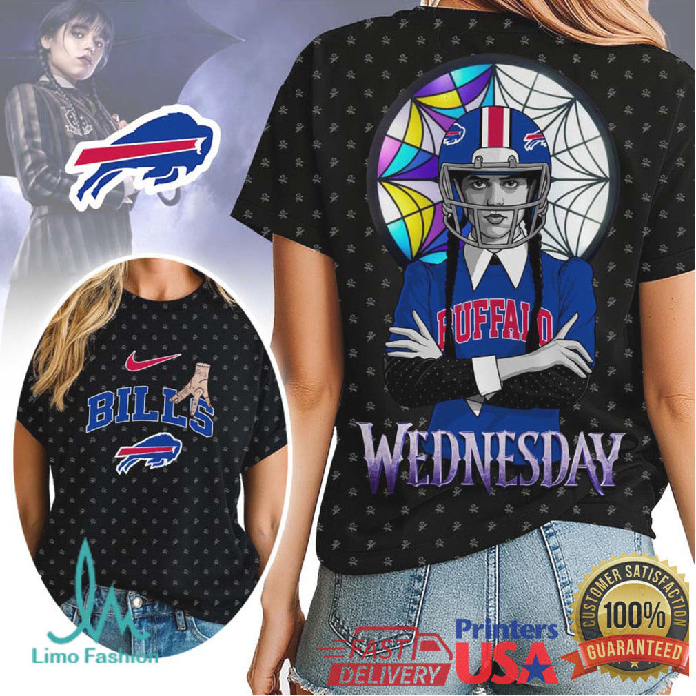 Buffalo Bills x Wednesday Addams Crossover Apparel Bills Mafia Wednesday Fan Shirt - Limotees LLC