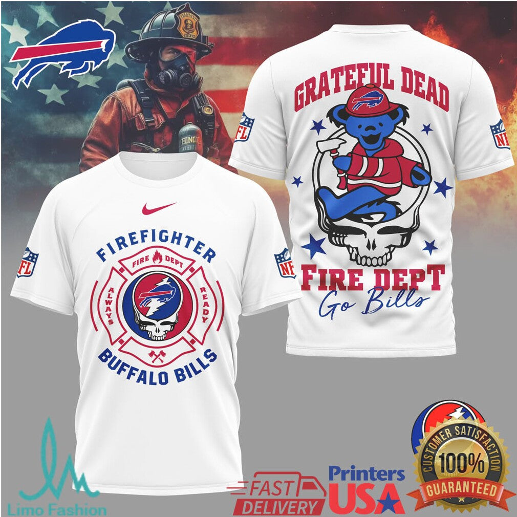 Buffalo BillsOfficial NFL Grateful Dead Firefighter 3D Shirt - Limotees LLC