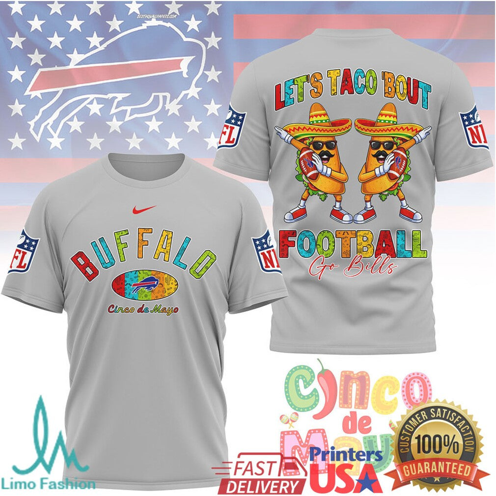 Buffalo Football Cinco De Mayo T Shirt Let's Taco 'Bout Football Go Bills Fan T Shirt