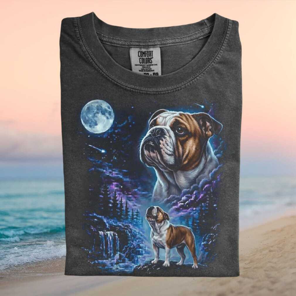 Bulldog Three Moon Wolves Style Nature Vintage T Shirt - Limotees LLC