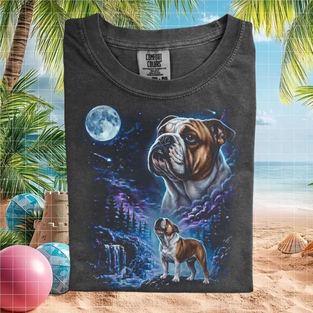 Bulldog Three Moon Wolves Style Nature Vintage T Shirt - Limotees LLC