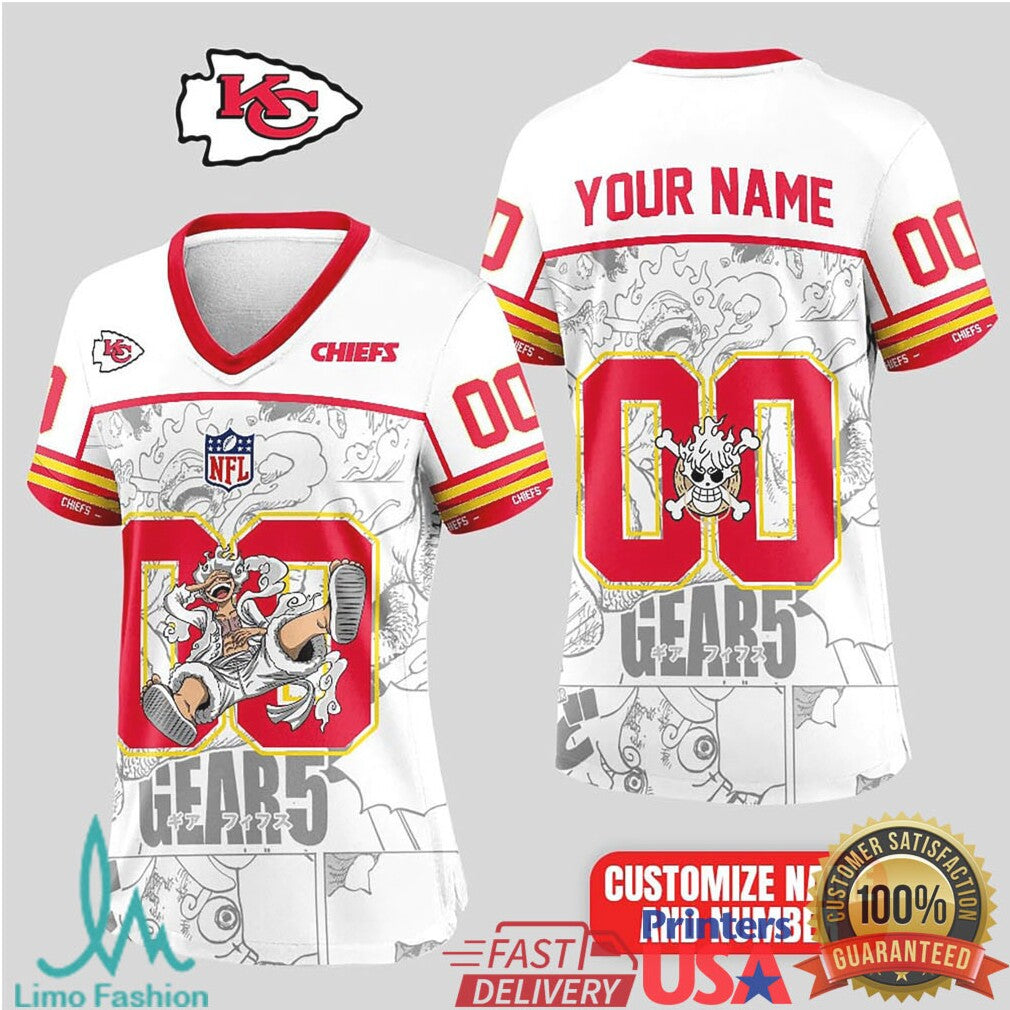 Kansas City Chiefs Official NFL Luffy Gear 5 Special Edition Baseball Jersey Custom Name - Limotees LLC