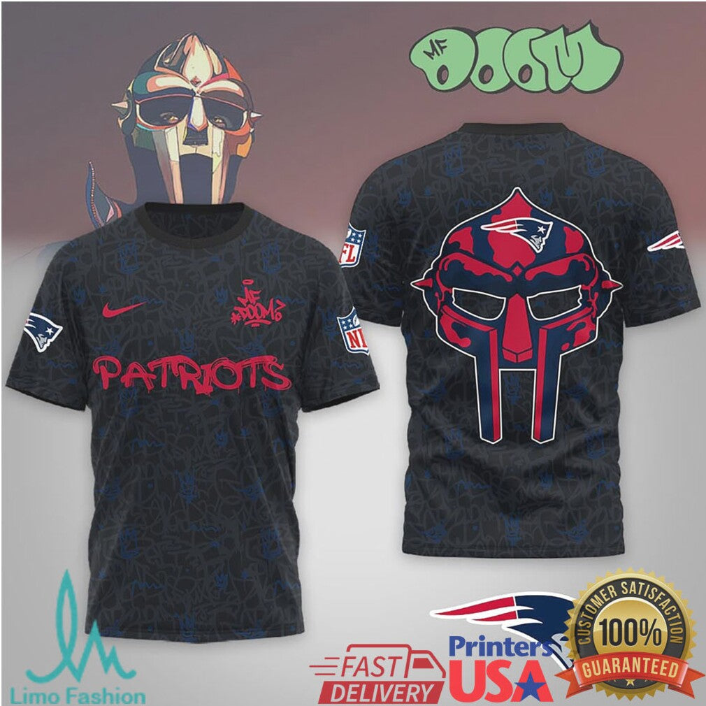 New England Patriots Official NFL x MF DOOM 3D Shirt - Limotees LLC