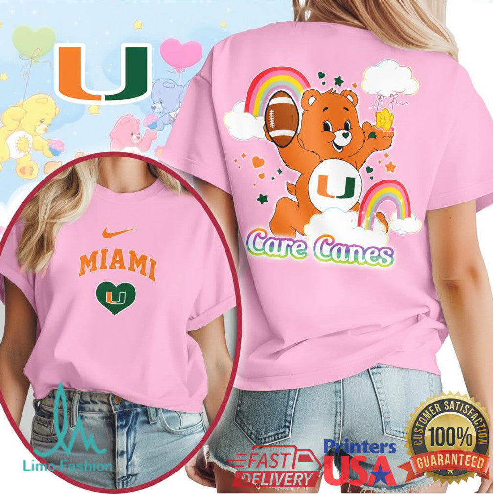 Care Canes Miami Hurricanes Care Bear Collegiate T Shirt - Limotees LLC