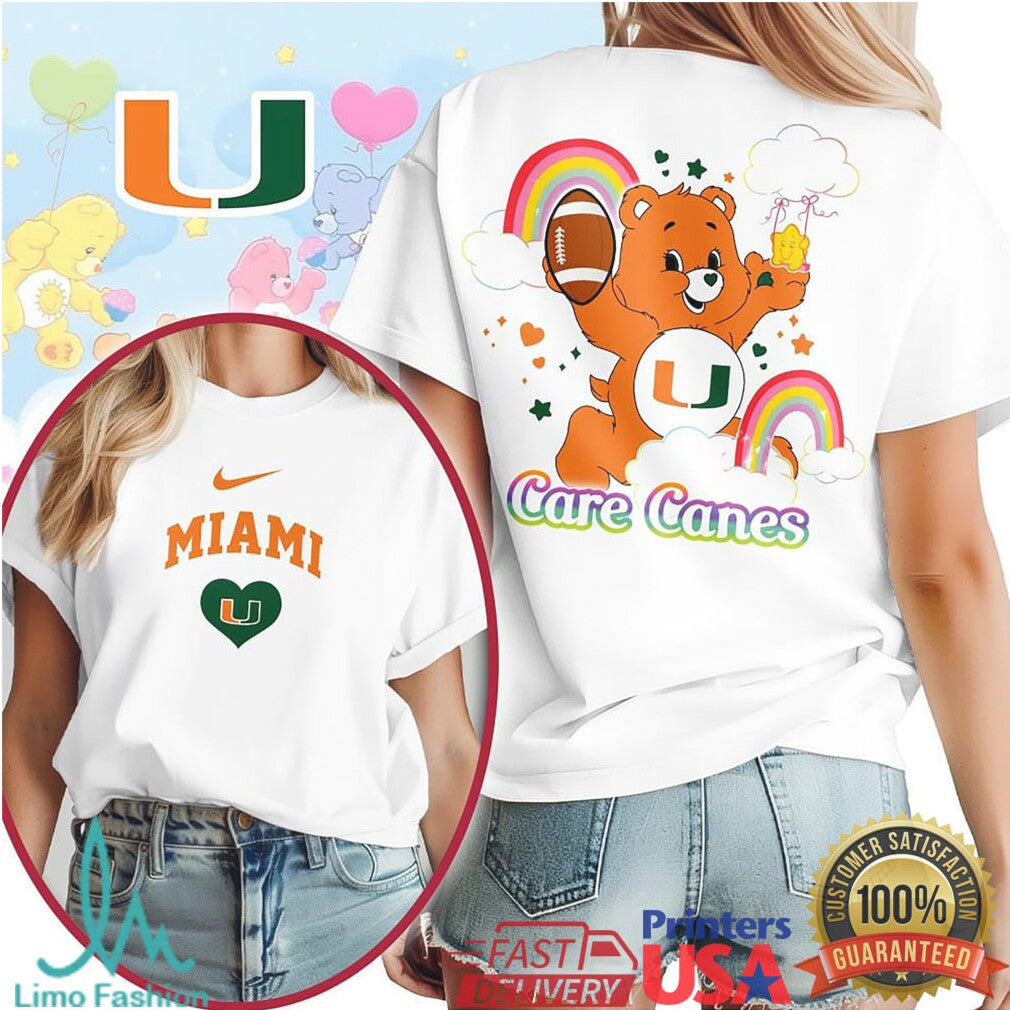 Care Canes Miami Hurricanes Care Bear Collegiate T Shirt - Limotees LLC