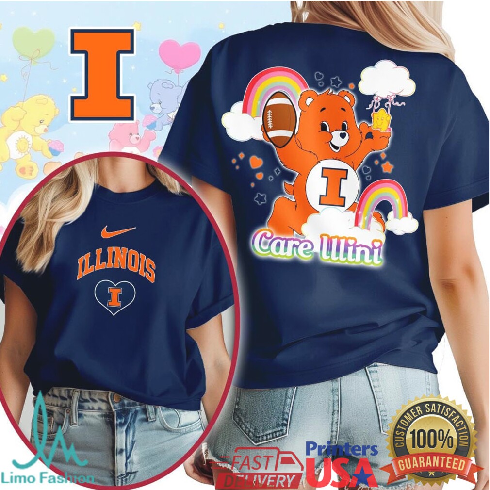 Care Illini University of Illinois Bear T Shirt Retro College Mascot T Shirt - Limotees LLC