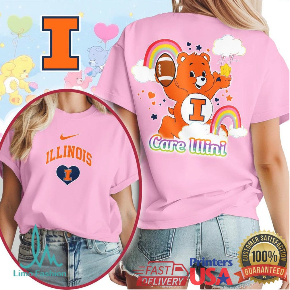 Care Illini University of Illinois Bear T Shirt Retro College Mascot T Shirt - Limotees LLC