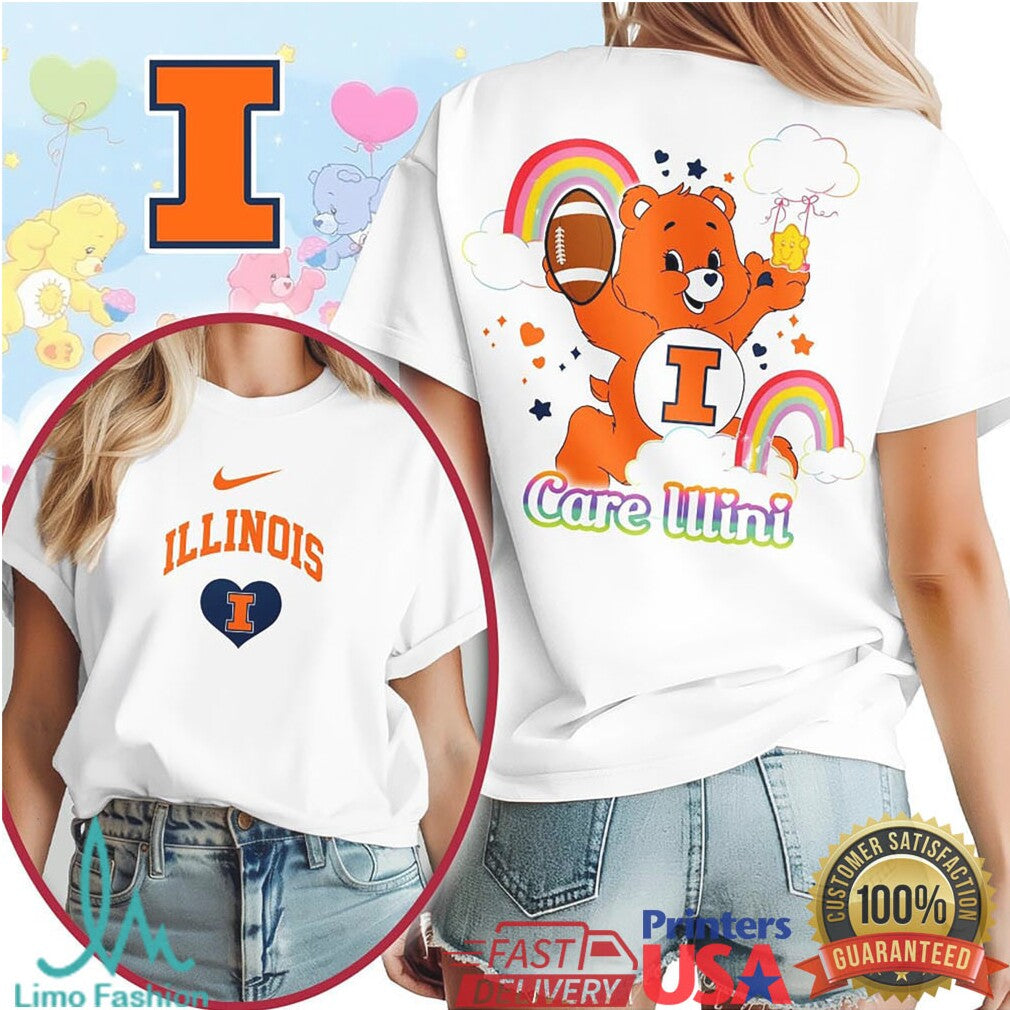 Care Illini University of Illinois Bear T Shirt Retro College Mascot T Shirt - Limotees LLC