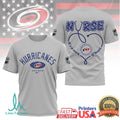 Carolina Hurricanes Nursing T Shirt NHL National Nurse Day Heart & Stethoscope T Shirt - Limotees LLC