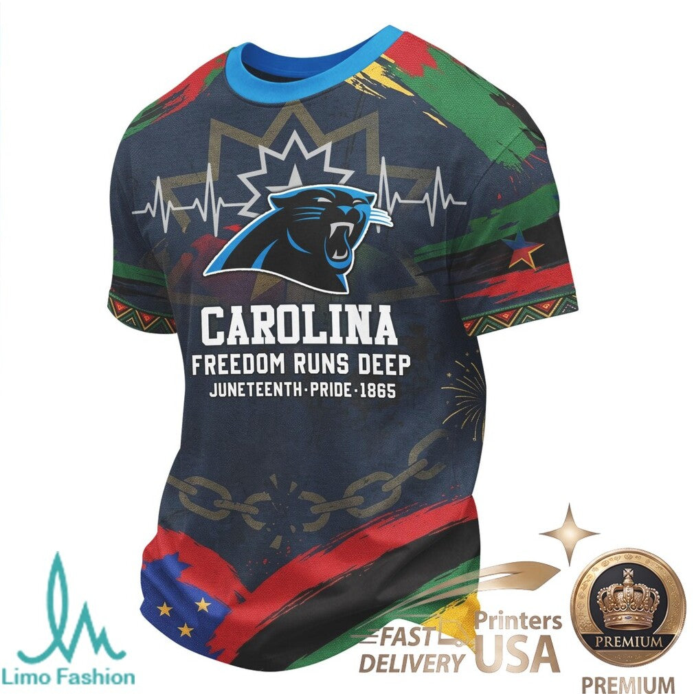 Carolina Juneteenth Freedom Runs Deep Bleed Black Blue T Shirt - Limotees LLC