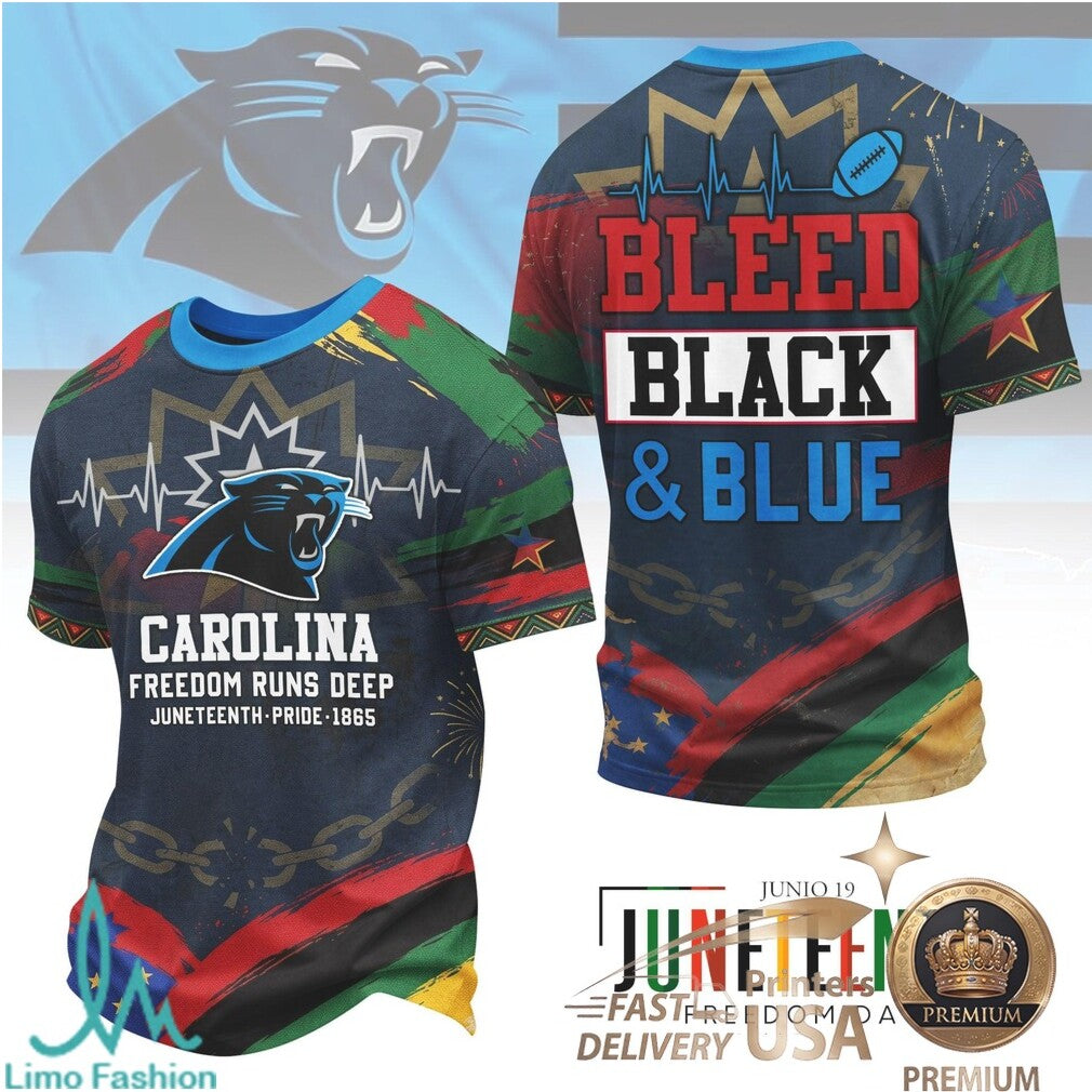 Carolina Juneteenth Freedom Runs Deep Bleed Black Blue T Shirt - Limotees LLC