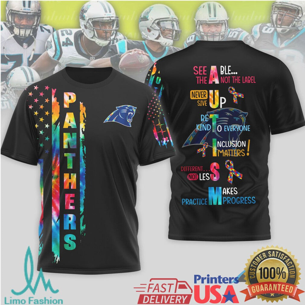 Carolina Panthers Autism Awareness T Shirt See Able Not The Label Tie Dye T Shirt - Limotees LLC