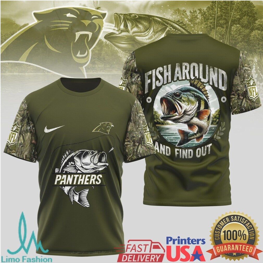 Carolina Panthers Bass Fishing Camo Graphic T Shirt Fish Around And Find Out