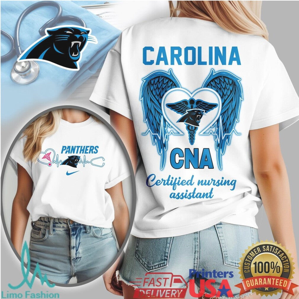 Carolina Panthers CNA T Shirt Certified Nursing Assistant Heartbeat T Shirt - Limotees LLC