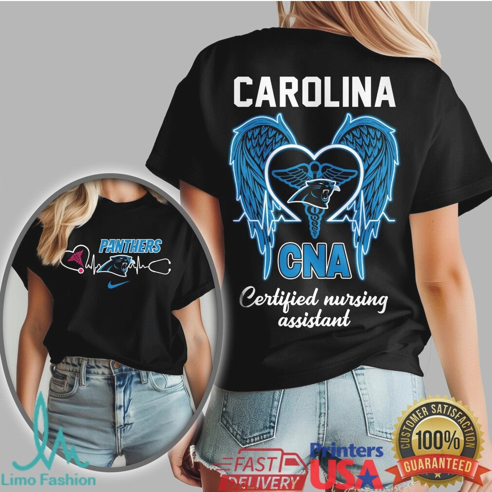 Carolina Panthers CNA T Shirt Certified Nursing Assistant Heartbeat T Shirt - Limotees LLC
