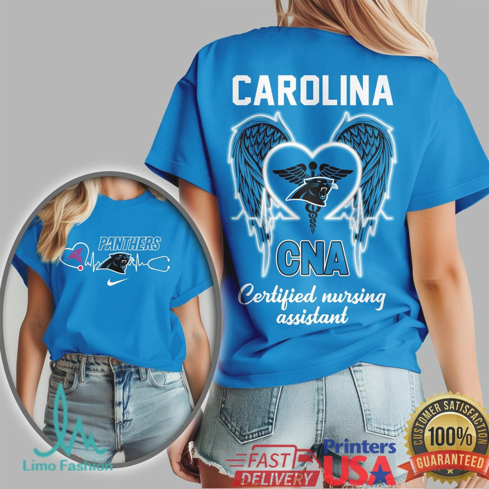 Carolina Panthers CNA T Shirt Certified Nursing Assistant Heartbeat T Shirt - Limotees LLC