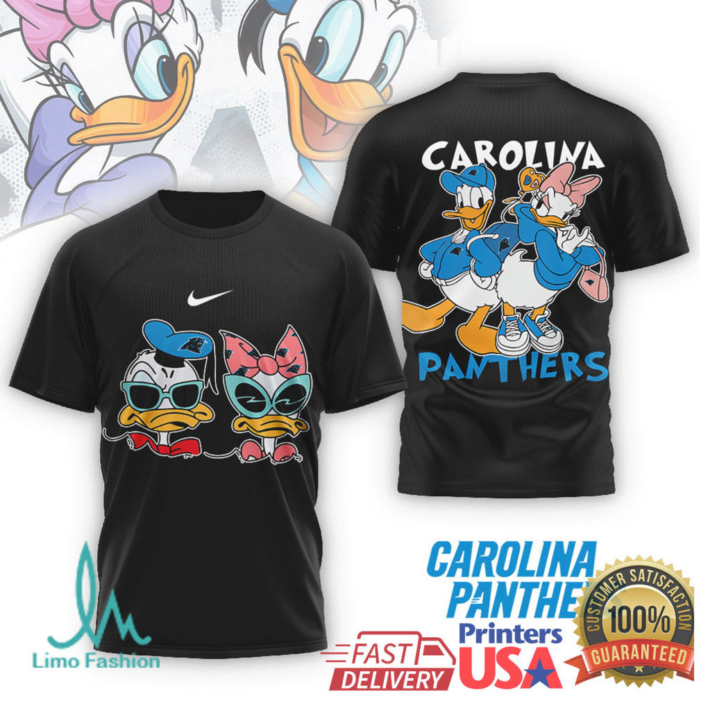 Carolina Panthers Donald & Daisy Duck Fan T Shirt Custom Cartoon Football T shirt - Limotees LLC