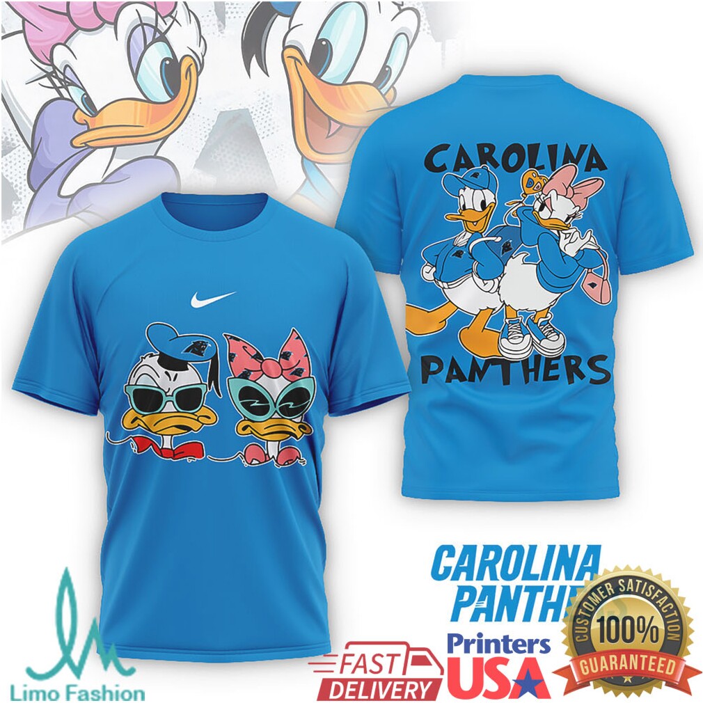 Carolina Panthers Donald & Daisy Duck Fan T Shirt Custom Cartoon Football T shirt - Limotees LLC
