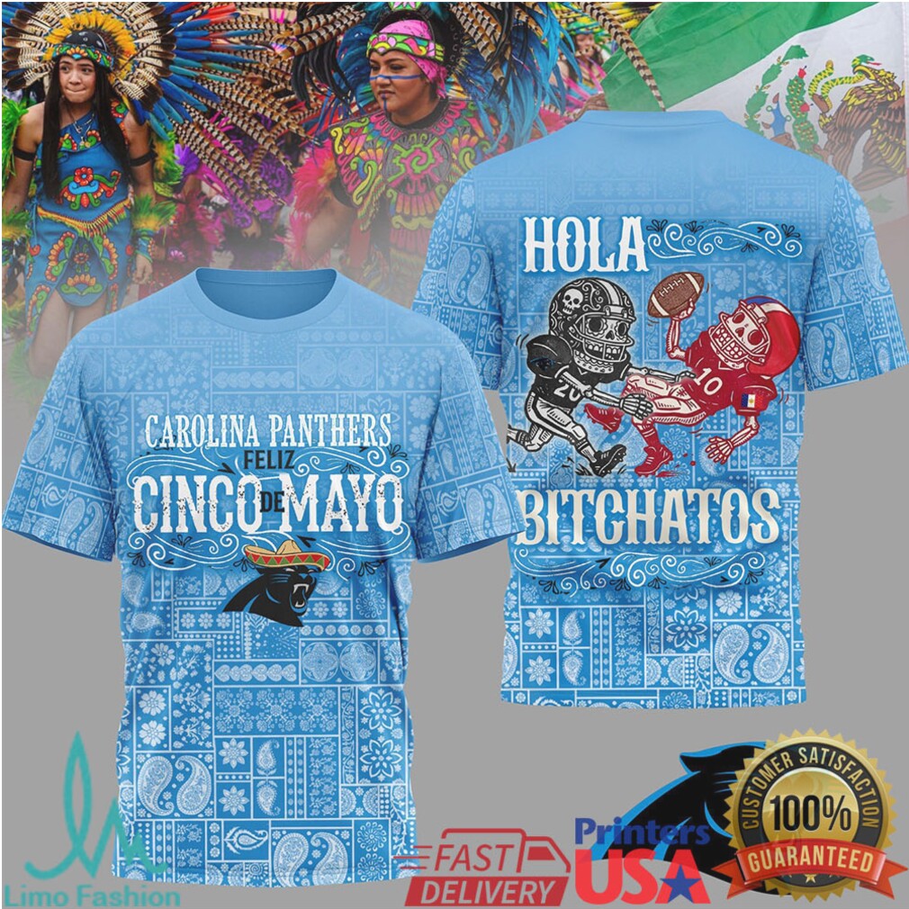 Carolina Panthers Feliz Cinco De Mayo T Shirt Light Blue Bitchatos Skeleton Football T Shirt