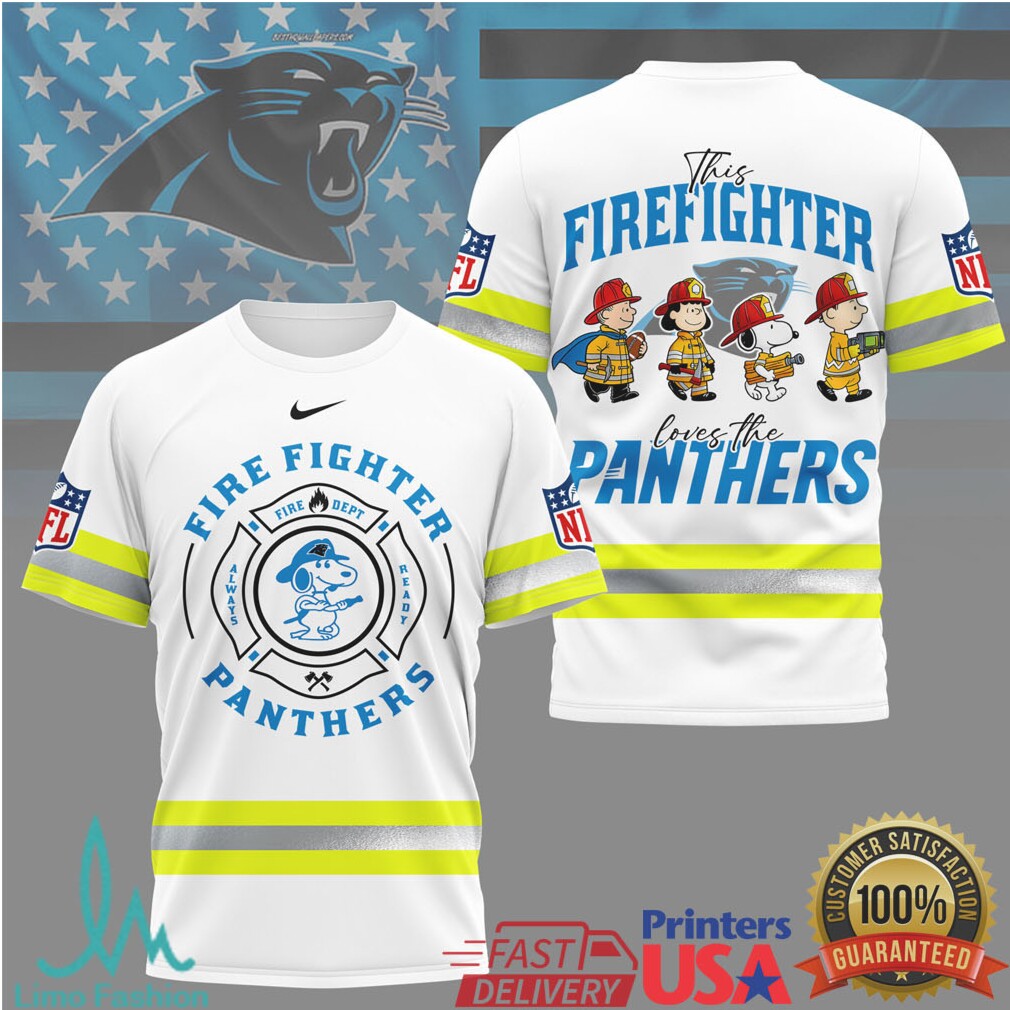 Carolina Panthers Firefighter Snoopy Peanuts Fans NFL T Shirt - Limotees LLC