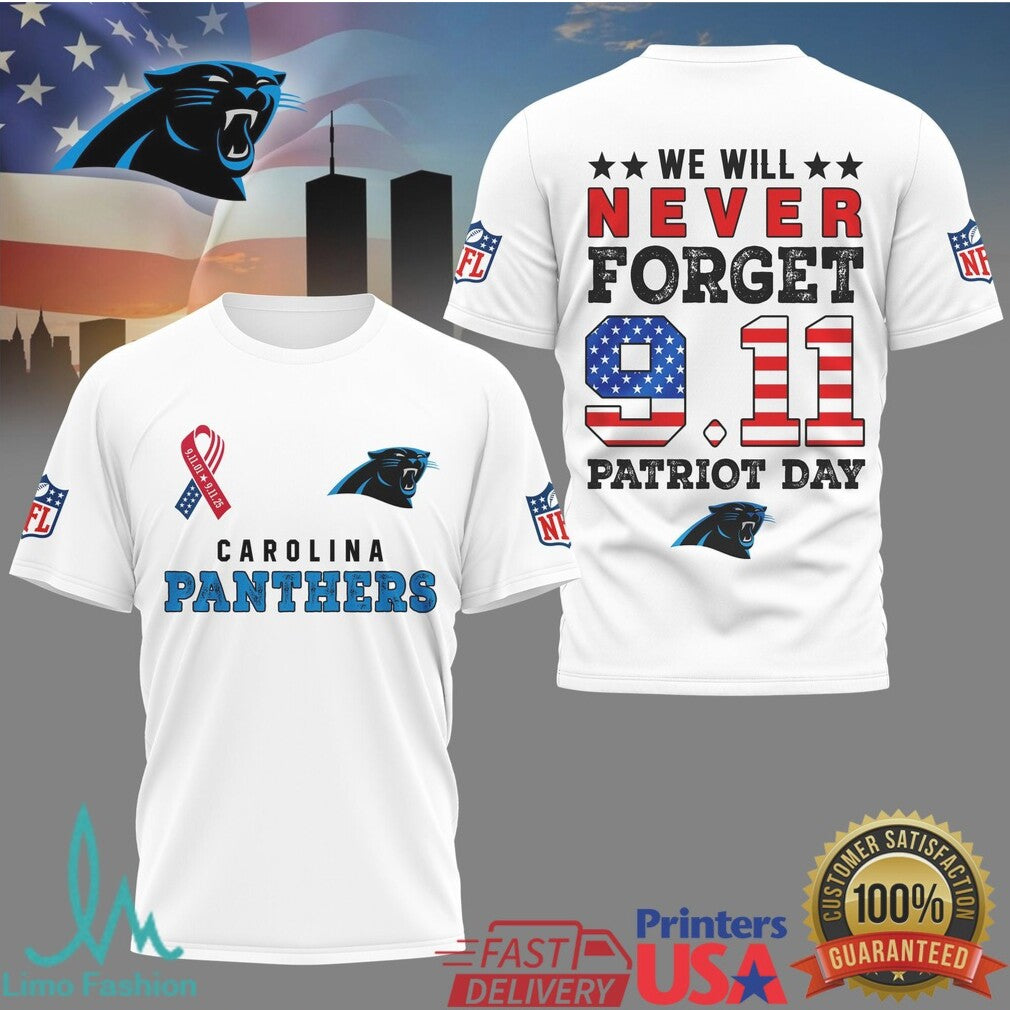 Carolina Panthers NFL Patriot Day 9.11 Memorial Graphic T Shirt - Limotees LLC