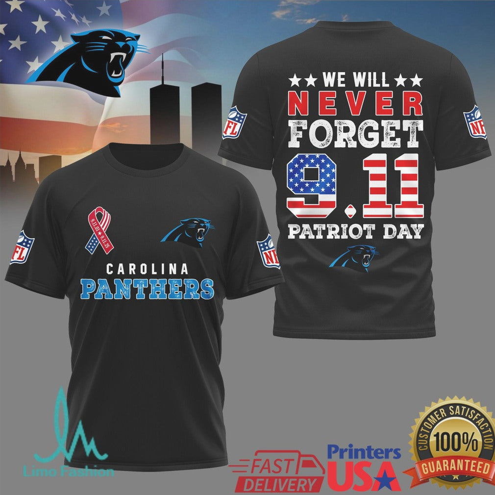 Carolina Panthers NFL Patriot Day 9.11 Memorial Graphic T Shirt - Limotees LLC