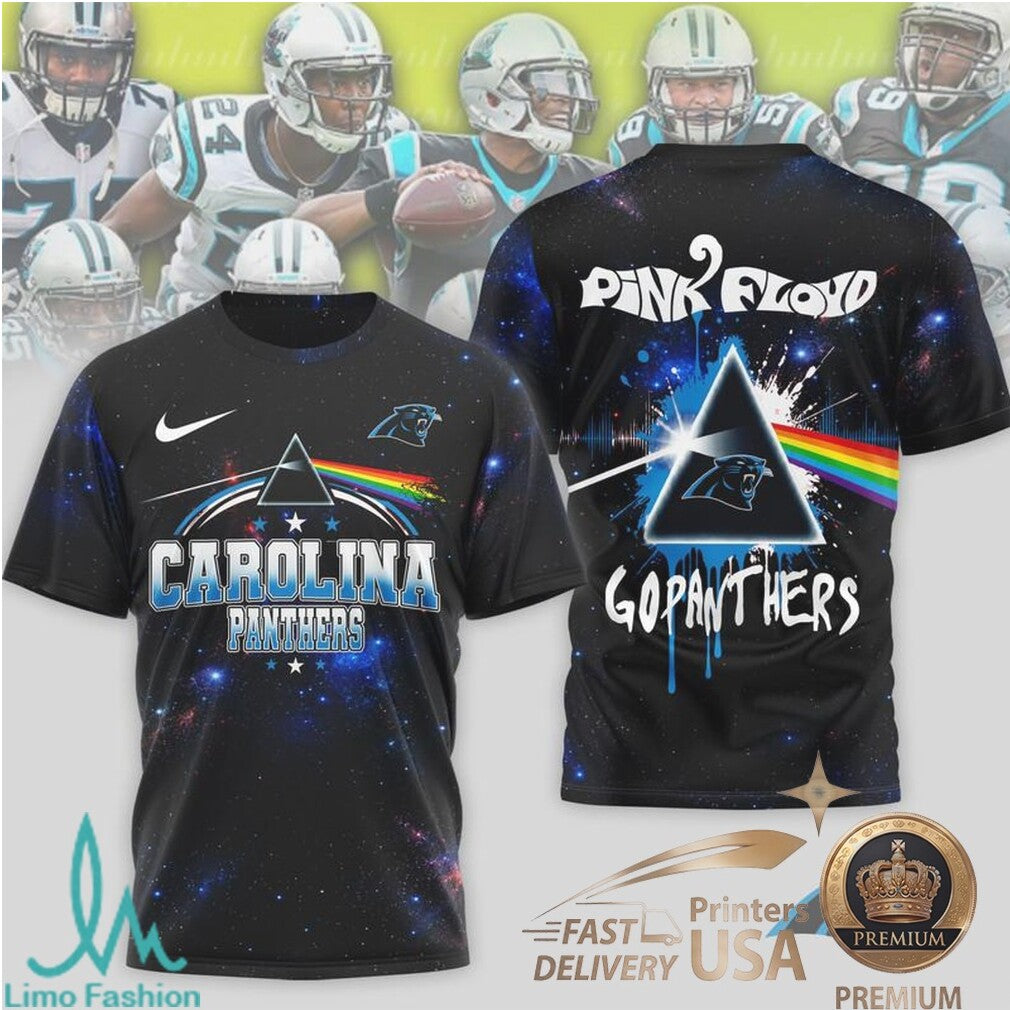 Carolina Panthers Pink Floyd Space Prism Football T Shirt - Limotees LLC