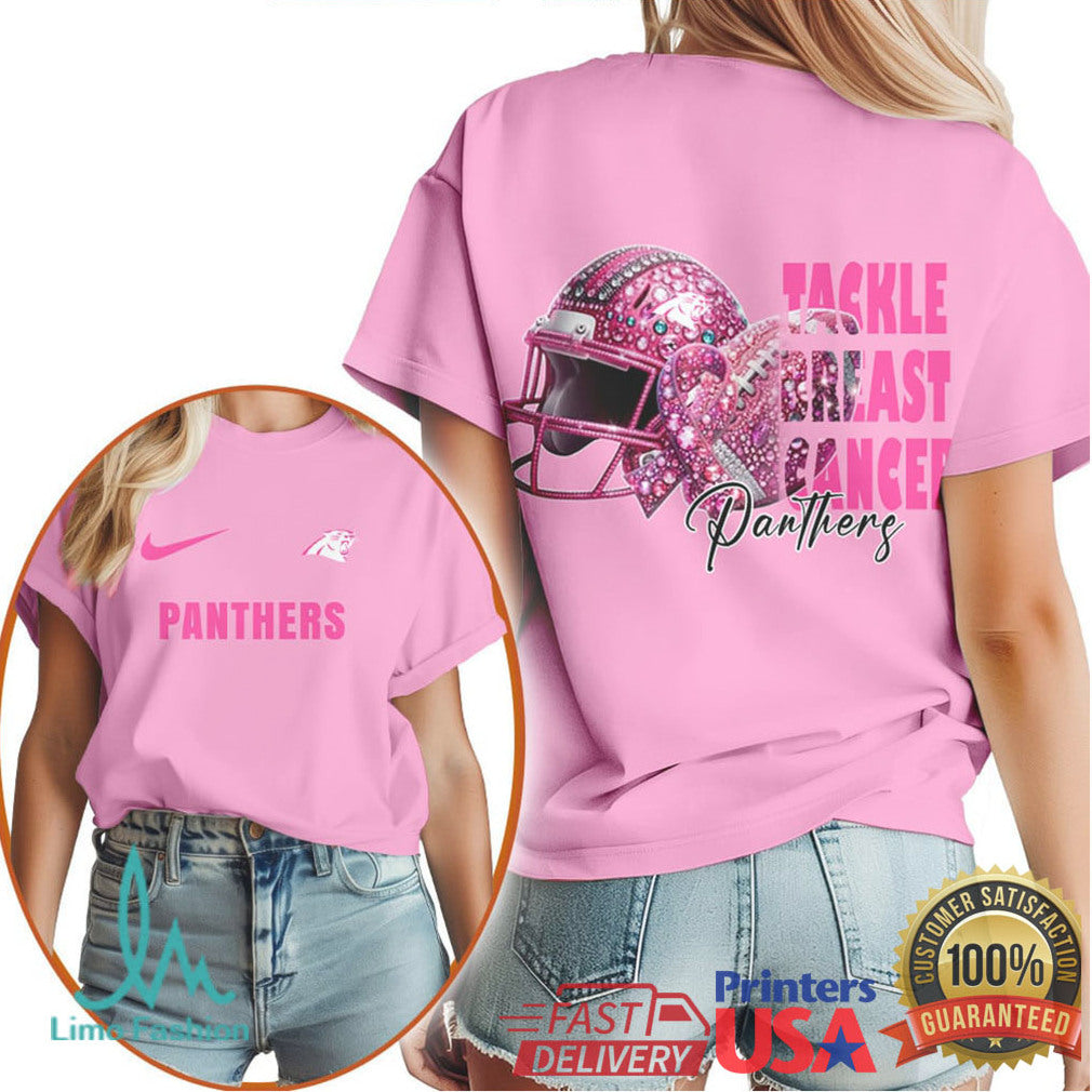 Carolina Panthers Pink Ribbon October Tackle Breast Cancer Tee - Limotees LLC