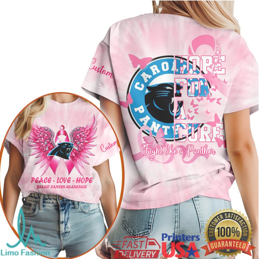 Carolina Panthers Pink Ribbon Wings Breast Cancer Awareness Tee - Limotees LLC