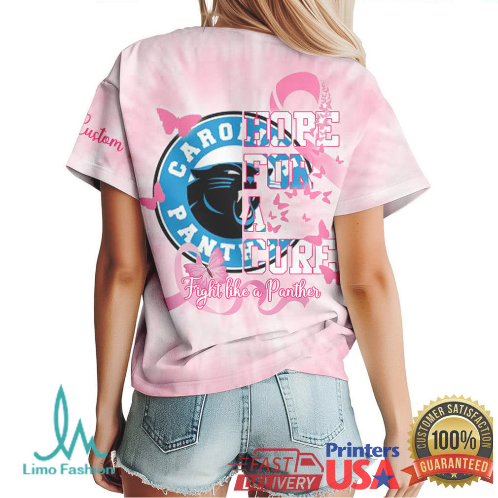Carolina Panthers Pink Ribbon Wings Breast Cancer Awareness Tee - Limotees LLC