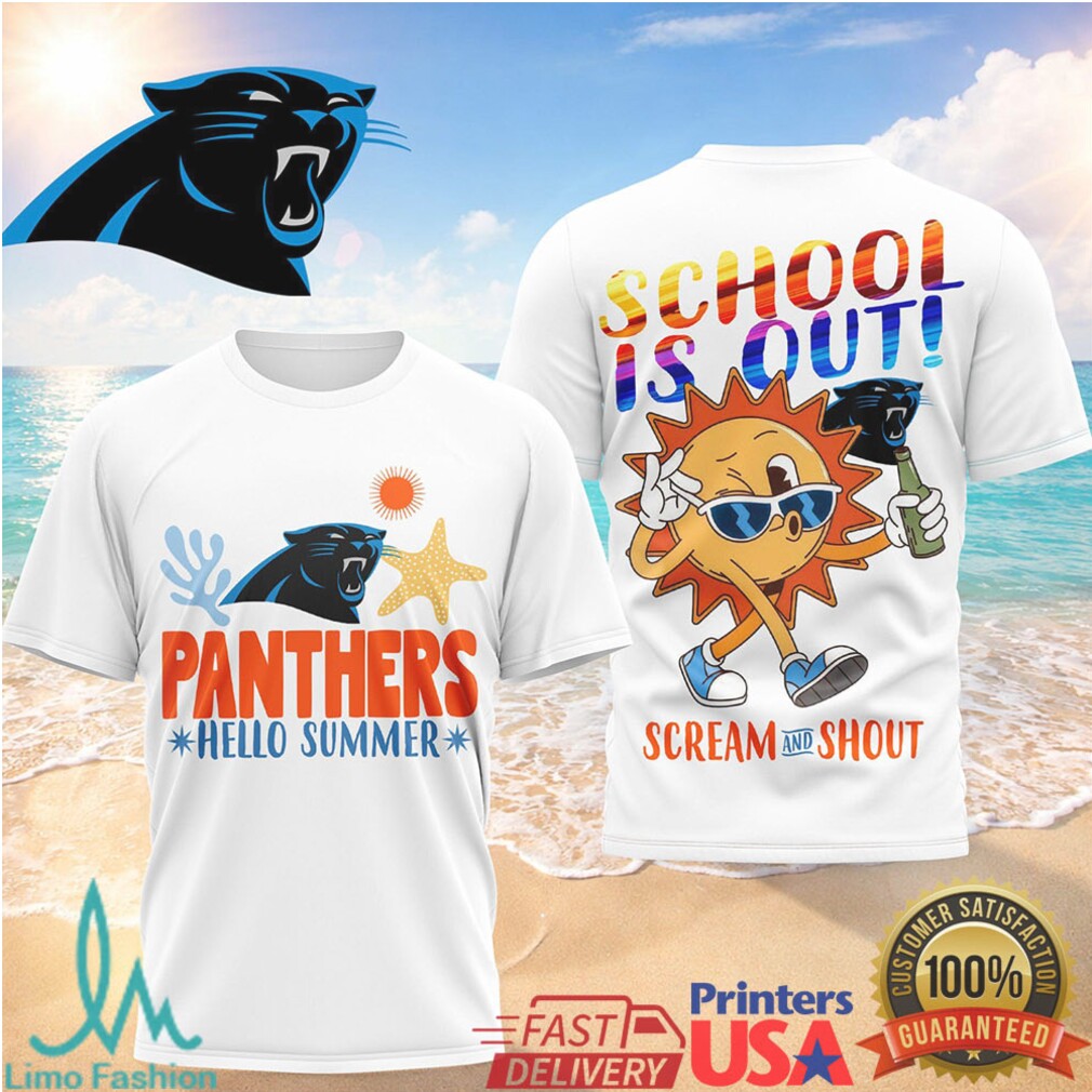 Carolina Panthers School Is Out Hello Summer T Shirt Retro Sun Fan Apparel - Limotees LLC