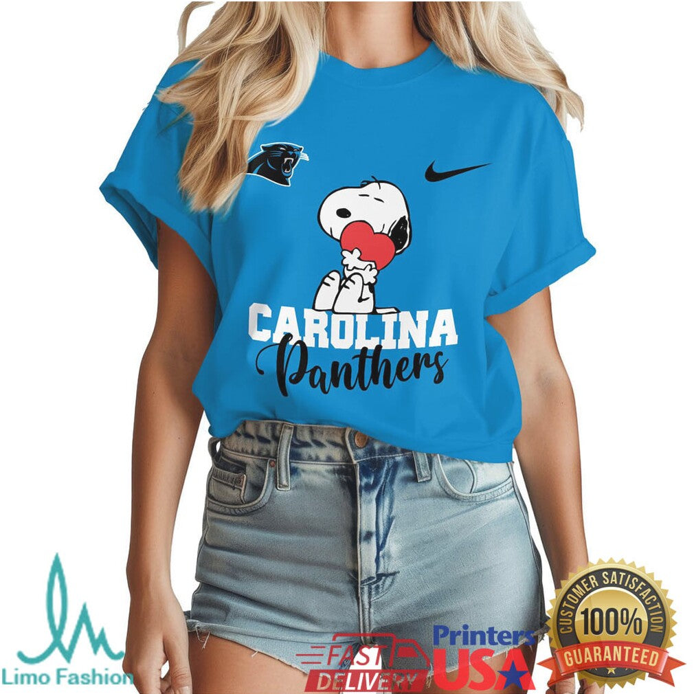 Carolina Panthers Snoopy Peanuts Is My Valentine Nfl Valentines Shirt - Limotees LLC