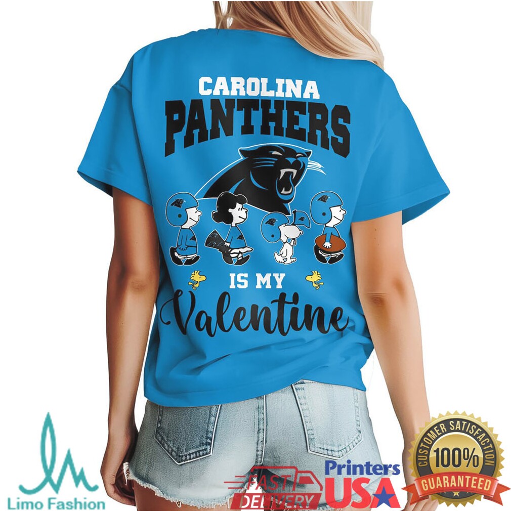 Carolina Panthers Snoopy Peanuts Is My Valentine Nfl Valentines Shirt - Limotees LLC