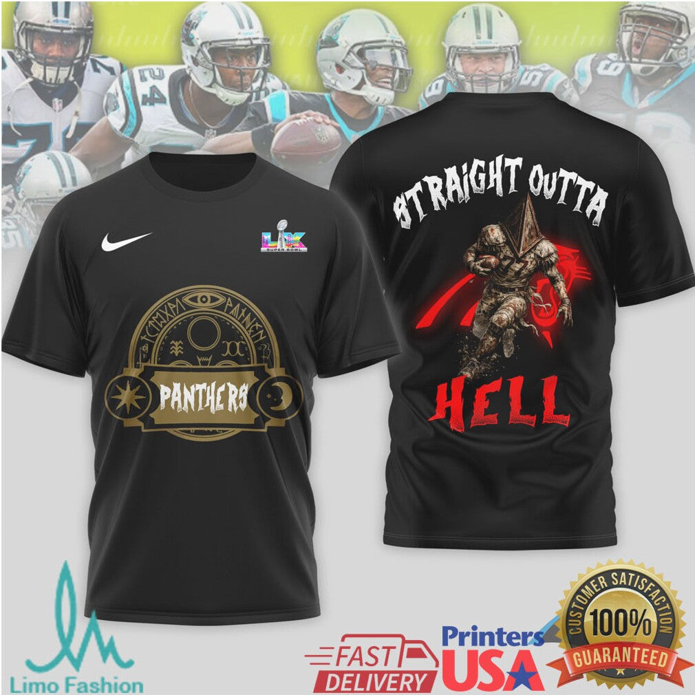 Carolina Panthers Straight Outta Hell Eerie NFL Fan T Shirt - Limotees LLC