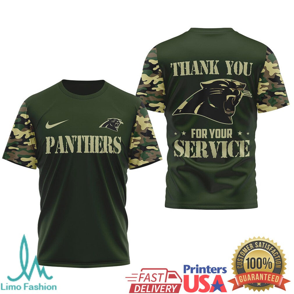 Carolina PanthersOfficial NFL Camouflage Thank You For Service 3D Shirt - Limotees LLC
