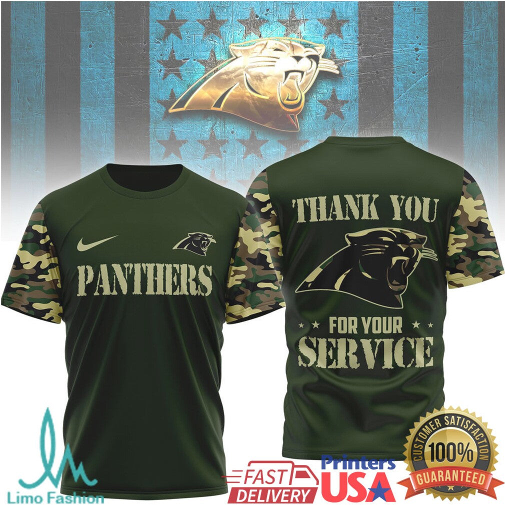 Carolina PanthersOfficial NFL Camouflage Thank You For Service 3D Shirt - Limotees LLC