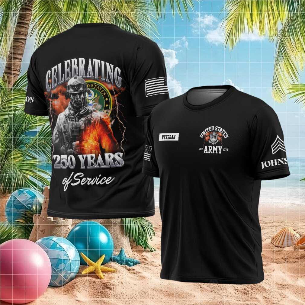 Celebrating 250 Years Of Service US Army Veteran Soldier Lighting T Shirt - Limotees LLC