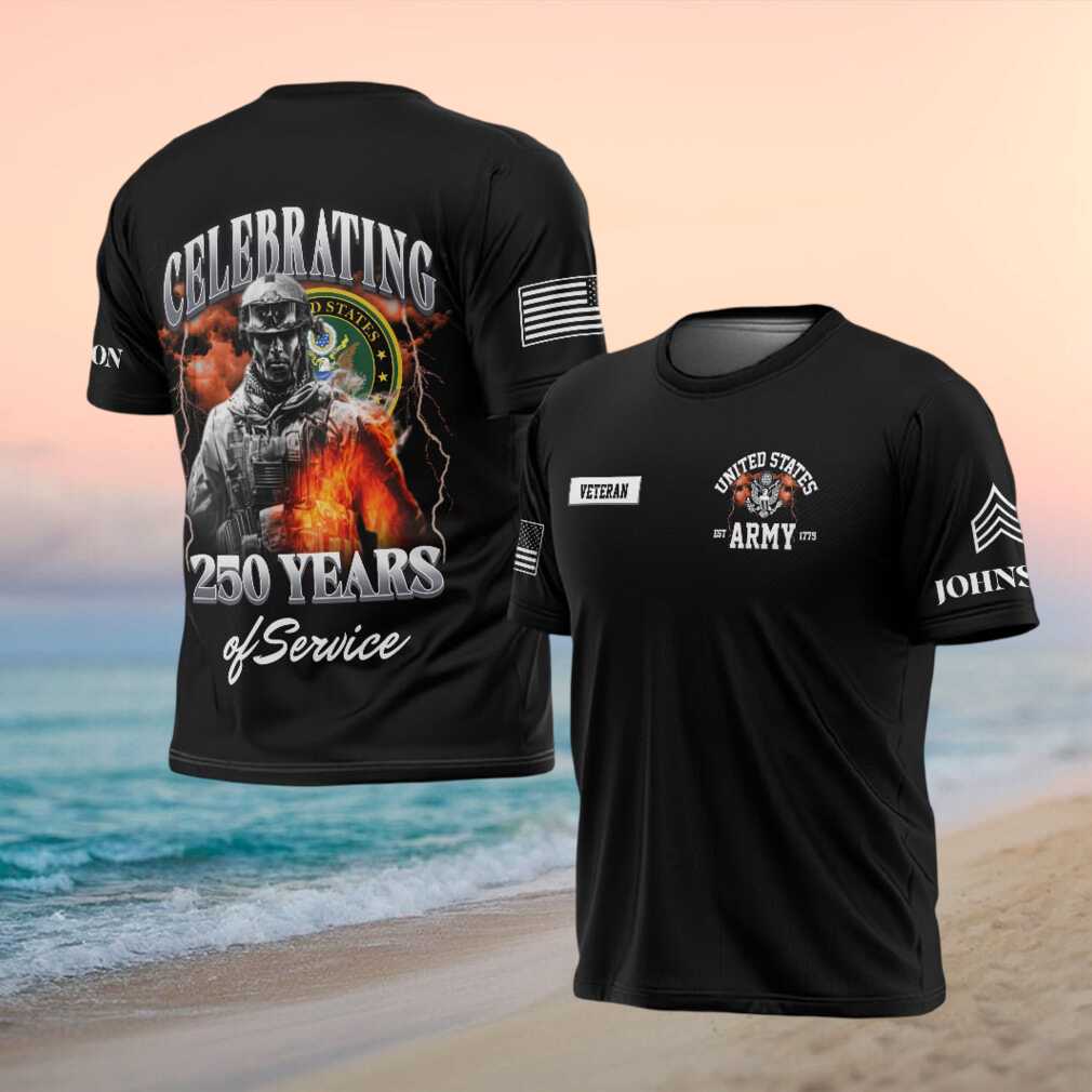 Celebrating 250 Years Of Service US Army Veteran Soldier Lighting T Shirt - Limotees LLC