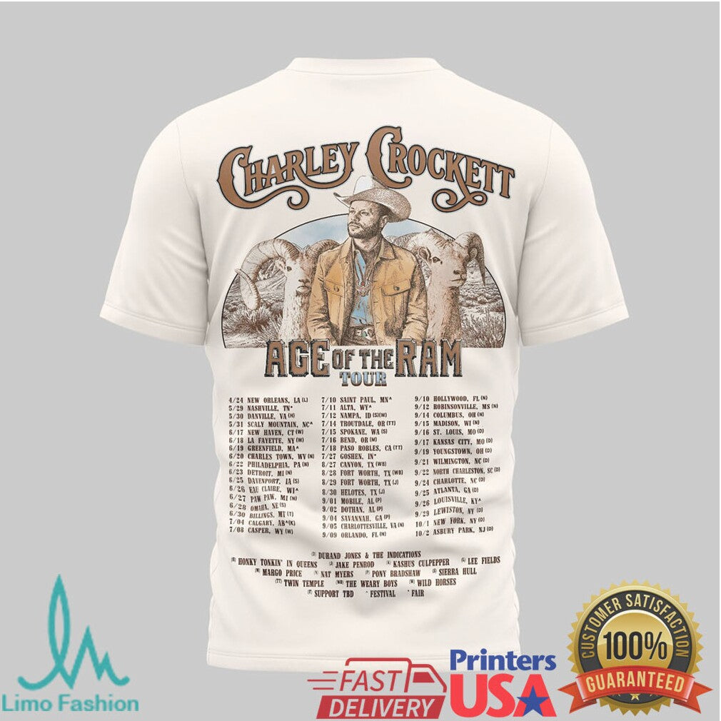 Charley Crockett Age Of The Ram Tour 2026 T Shirt Country Music Concert T Shirt