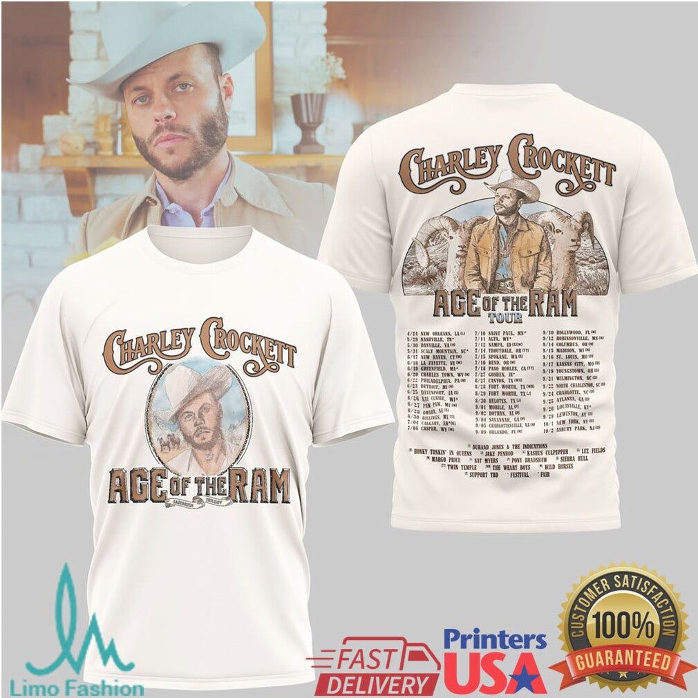 Charley Crockett Age Of The Ram Tour 2026 T Shirt Country Music Concert T Shirt