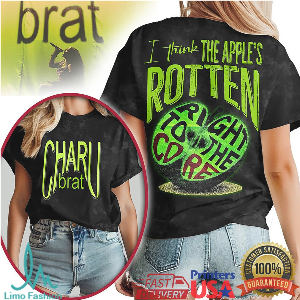 Charli XCX Brat Album Apple Rotten Right To The Core Graphic T Shirt - Limotees LLC