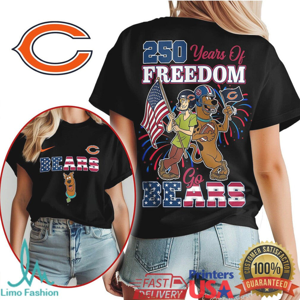 Chicago Bears 250 Years of Freedom Graphic T Shirt Go Bears Patriotic Character Football Apparel - Limotees LLC