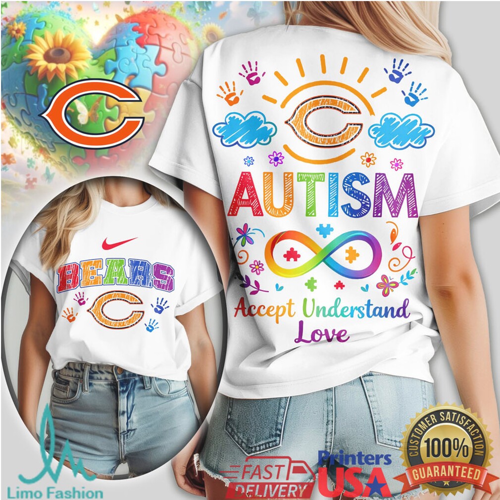 Chicago Bears Autism Awareness Accept Understand Love Rainbow T Shirt - Limotees LLC