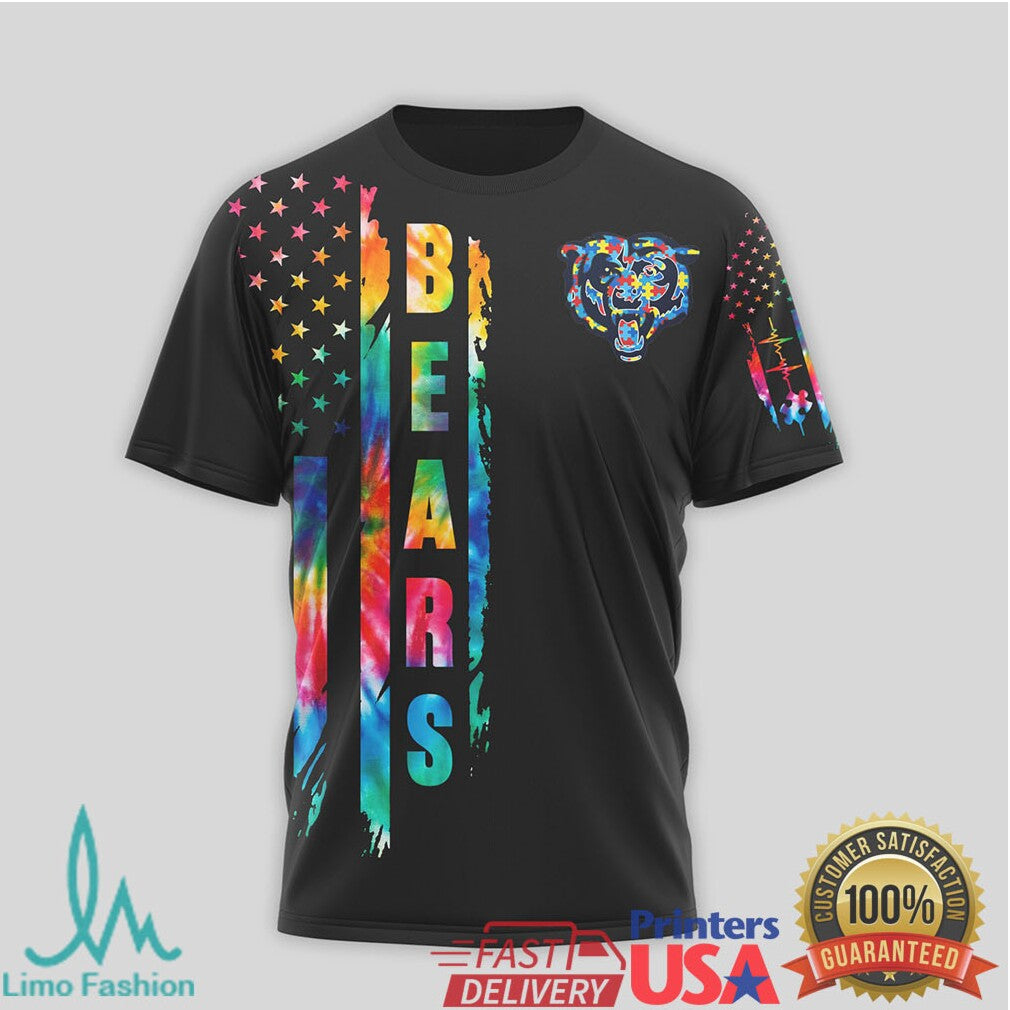Chicago Bears Autism Awareness T Shirt Practice Makes Progress Puzzle T Shirt - Limotees LLC