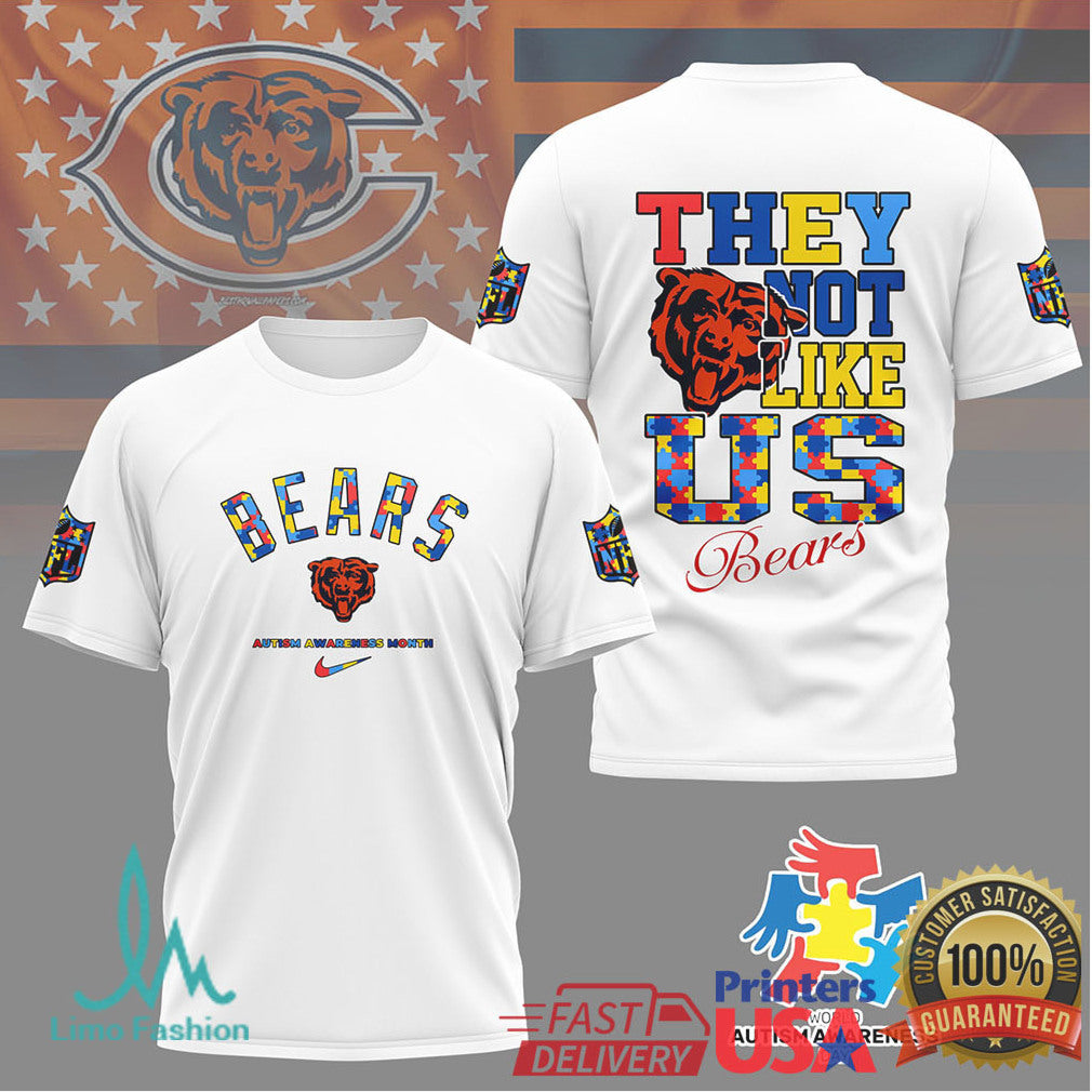 Chicago Bears Autism Awareness They Not Like Us T Shirt - Limotees LLC