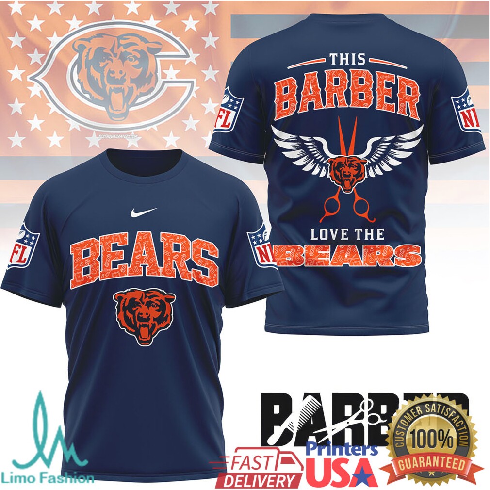 Chicago Bears Barber Graphic T Shirt This Barber Loves The Bears - Limotees LLC