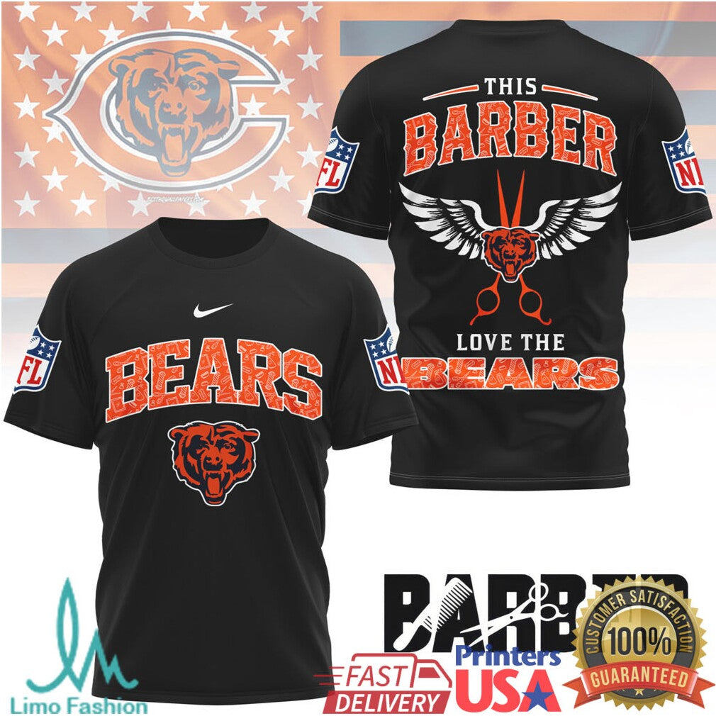 Chicago Bears Barber Graphic T Shirt This Barber Loves The Bears - Limotees LLC